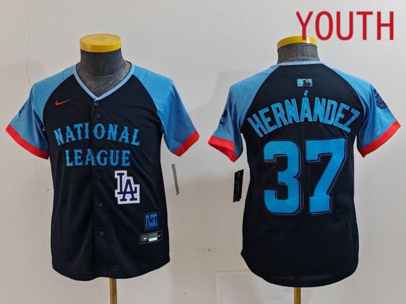 Youth Los Angeles Dodgers #37 Hernandez Blue All star 2024 Nike MLB Jersey style 7265->youth mlb jersey->Youth Jersey